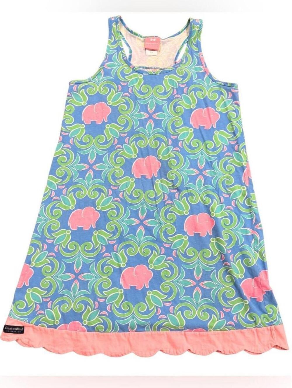 Simply Southern Women's Sleeveless Summer Dress with Pink Elephant Print